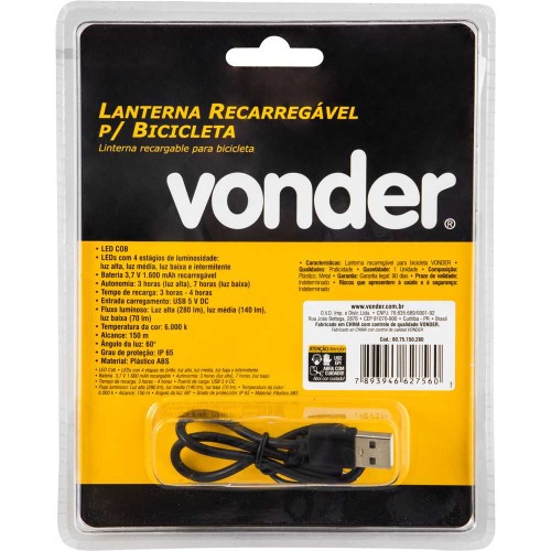 Lanterna dianteira para bicicleta recarreg�vel 