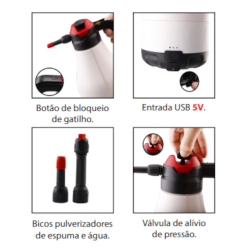 Aplicador de detergente Snow Foam 1,8L a bateria 7,2v - SGT-8610 Aplicador de detergente Snow Foam 1,8L a bateria 7,2v - SGT-8610