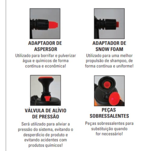 Aplicador de detergente Snow Foam e pulverizador manual h�brido 2L 3 Em 1 - SGT-9926