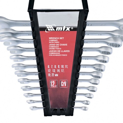Jogo de chave combinada de 6 a 22 mm a�o cromo van�dio com 12 pe�as