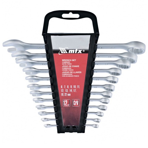 Jogo de chave combinada de 6 a 22 mm a�o cromo van�dio com 12 pe�as