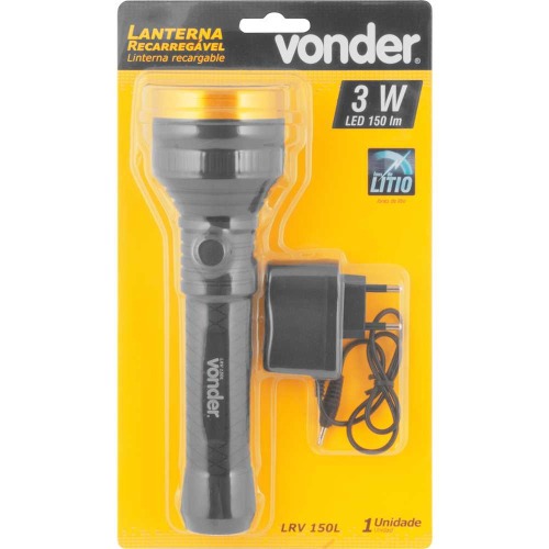 Lanterna recarreg�vel 150 l�mens bateria de l�tio - LRV 150L 