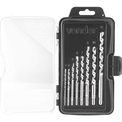 Jogo de broca de w�dea para concreto de 3 a 12 mm com 8 pe�as 