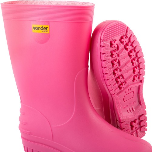 Bota de PVC rosa com forro    