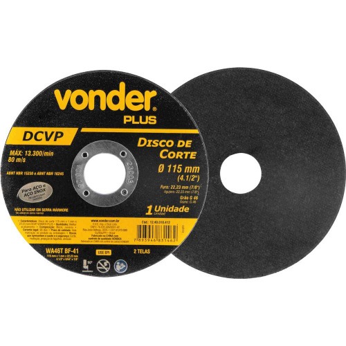 Disco de corte para metal e inox 4.1/2