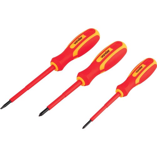 Jogo de chaves de fenda e phillips isolada com 3 pe�as IEC60900