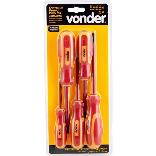 Jogo de chaves de fenda e phillips isolada com 5 peças IEC60900 Jogo de chaves de fenda e phillips isolada com 5 peças IEC60900