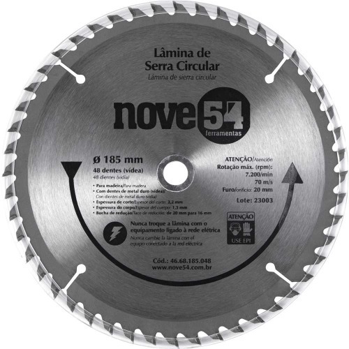 Disco de serra para madeira 185 x 20 mm 48 dentes Disco de serra para madeira 185 x 20 mm 48 dentes