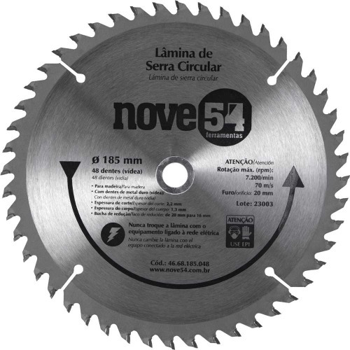 Disco de serra para madeira 185 x 20 mm 48 dentes Disco de serra para madeira 185 x 20 mm 48 dentes