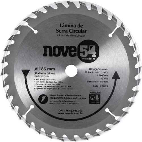Disco de serra para madeira 185 x 16 mm 36 dentes