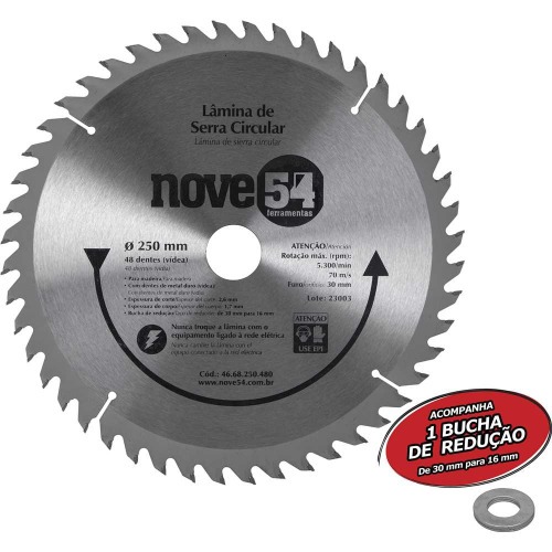 Disco de serra para madeira 250 x 30 mm 48 dentes