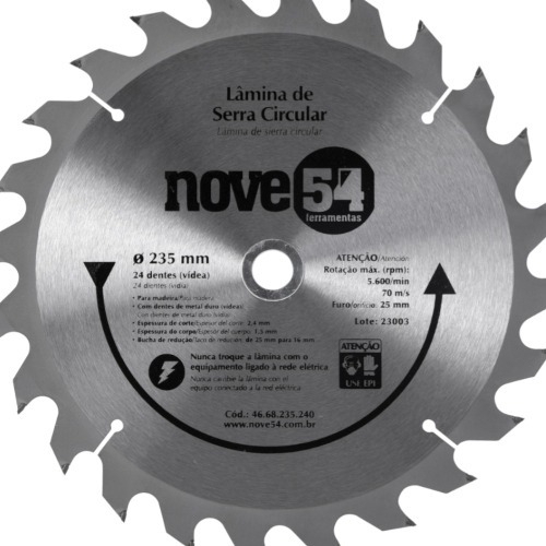 Disco de serra para madeira 235 x 25 mm 24 dentes Disco de serra para madeira 235 x 25 mm 24 dentes