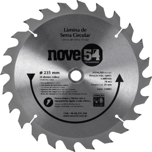 Disco de serra para madeira 235 x 25 mm 24 dentes Disco de serra para madeira 235 x 25 mm 24 dentes