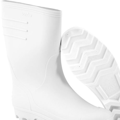 Bota de PVC branca cano m�dio com forro   
