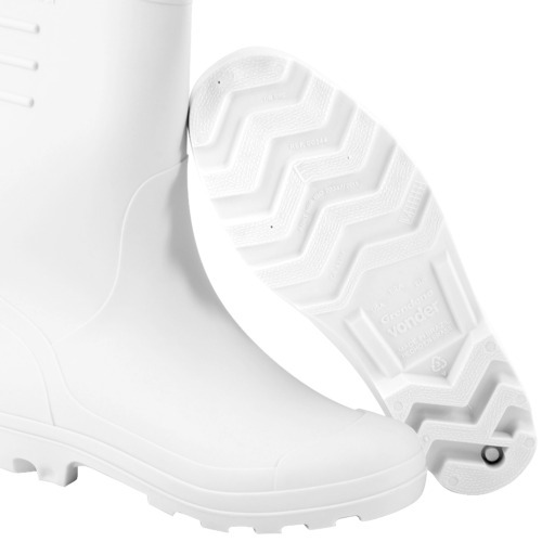 Bota de PVC branca cano m�dio com forro   