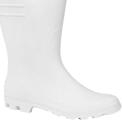 Bota de PVC branca cano m�dio sem forro