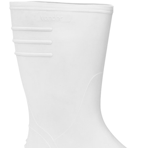 Bota de PVC branca cano m�dio sem forro
