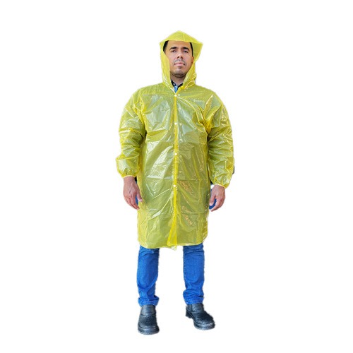 Capa de chuva em polietileno sem forro amarela