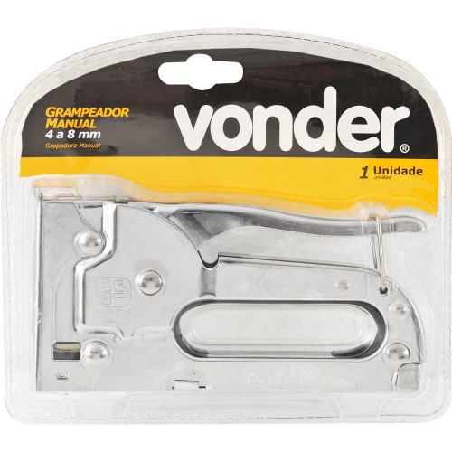 Grampeador manual em chapa de a�o cromado capacidade de 4 a 8 mm