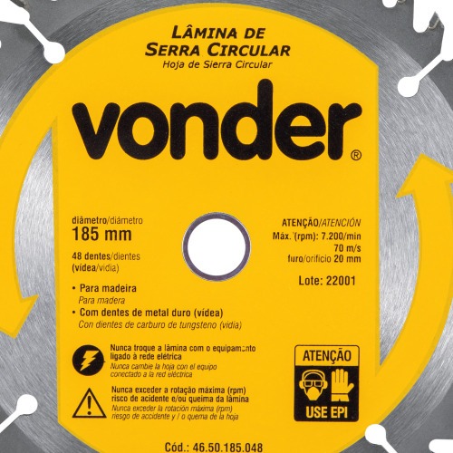 Disco de serra para madeira 185 x 20 mm 48 dentes - 46.50.185.048