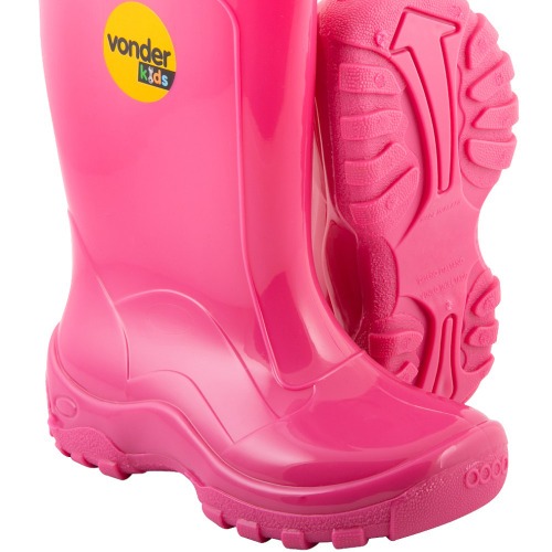 Bota infantil de PVC rosa com forro Bota infantil de PVC rosa com forro