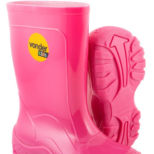 Bota infantil de PVC rosa com forro Bota infantil de PVC rosa com forro