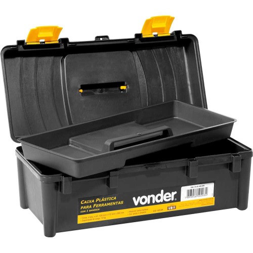 Caixa plástica para ferramentas com 1 bandeja - VD 4038 Caixa plástica para ferramentas com 1 bandeja - VD 4038