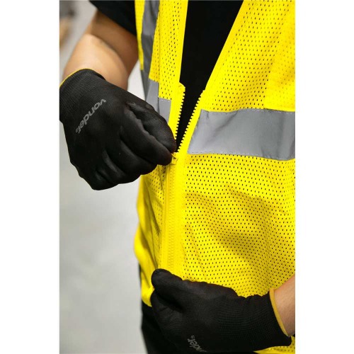 Colete refletivo tipo blus�o com bolso e ziper amarelo - CV 104  