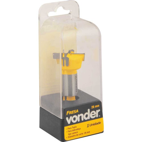 Fresa para dobradi�a tipo caneco com dentes de v�dea 26 mm