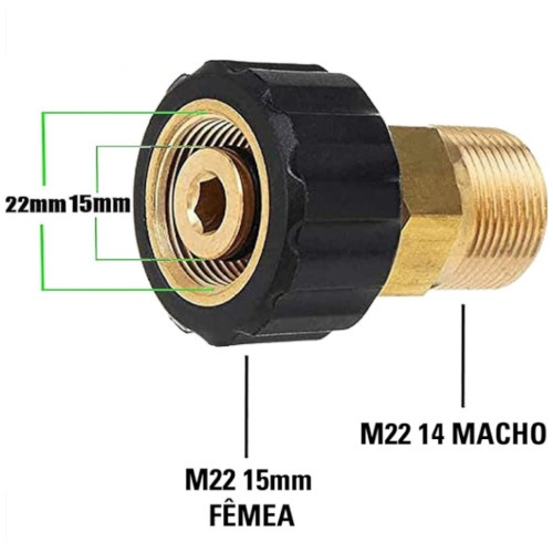 Adaptador M22 x 15 para M22 x 14