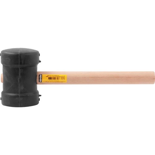 Martelo de borracha 80 mm preto cabo em madeira 