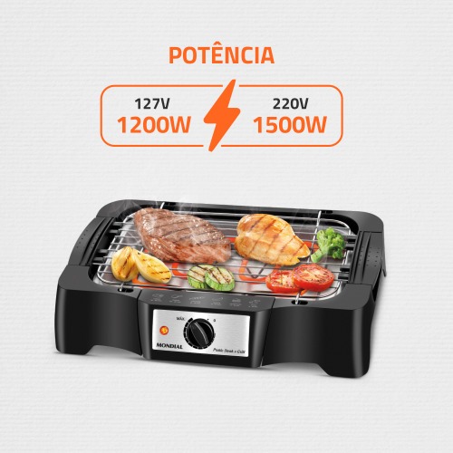 Churrasqueira el�trica port�til 1.500 watts Pratic Steak & Grill - CH-07  220V