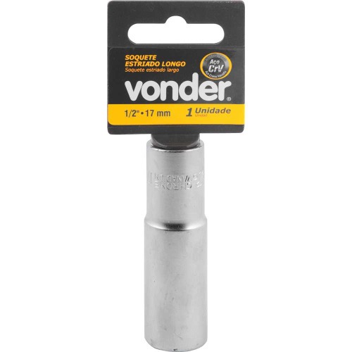 Soquete estriado longo 17 mm encaixe 1/2 Soquete estriado longo 17 mm encaixe 1/2