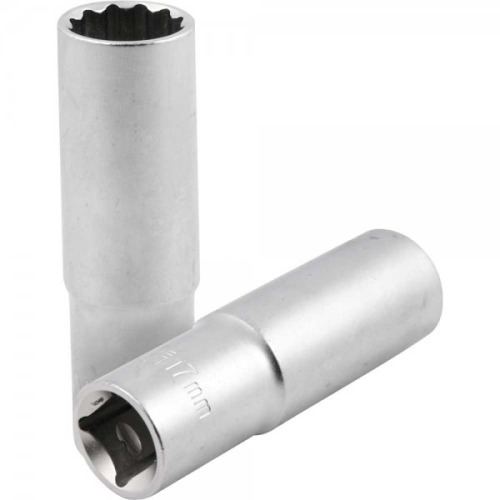 Soquete estriado longo 17 mm encaixe 1/2 Soquete estriado longo 17 mm encaixe 1/2