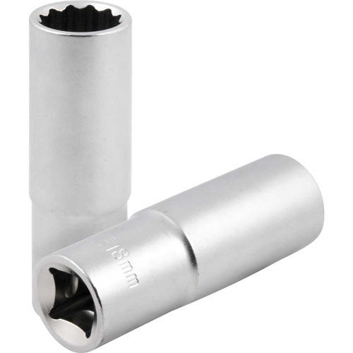 Soquete estriado longo 18 mm encaixe 1/2 Soquete estriado longo 18 mm encaixe 1/2
