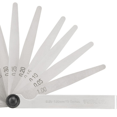 Calibre de folga 0,05 mm a 1,00 mm com 13 lâminas - CF 013 Calibre de folga 0,05 mm a 1,00 mm com 13 lâminas - CF 013