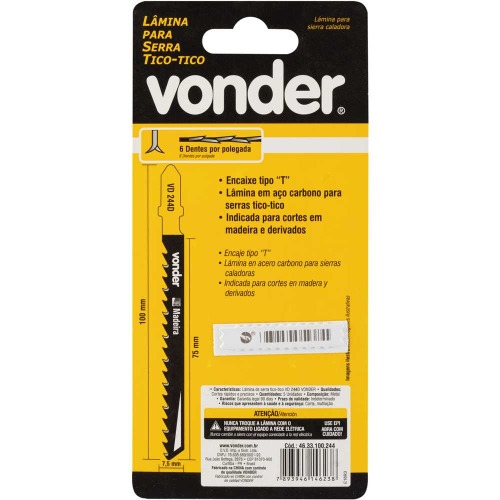 L�minas serra tico tico 100 mm 6 dentes para madeira 5 pe�as - VD 244D 