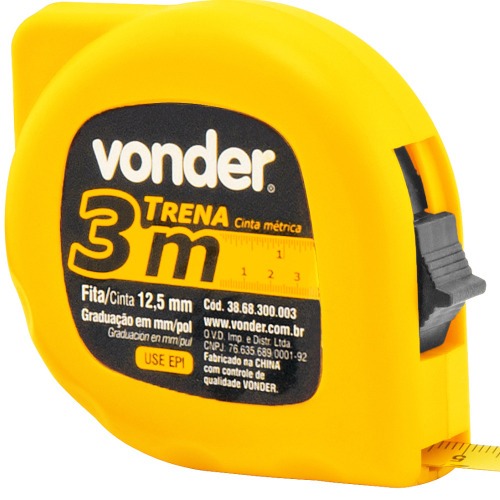 Trena com fita de a�o 12,5 mm x 3 m com trava 