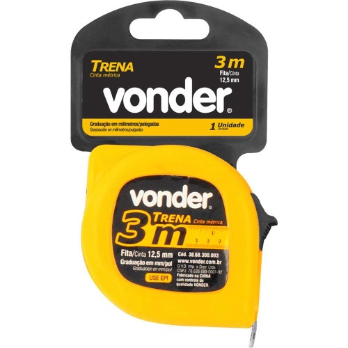 Trena com fita de a�o 12,5 mm x 3 m com trava 