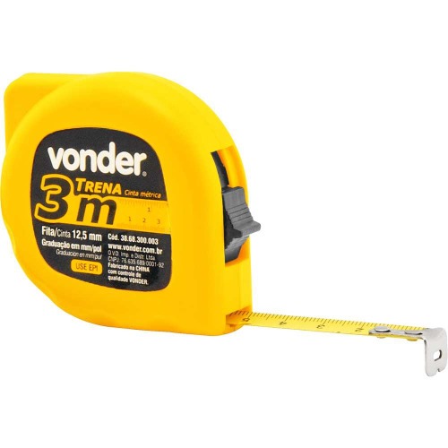 Trena com fita de a�o 12,5 mm x 3 m com trava 