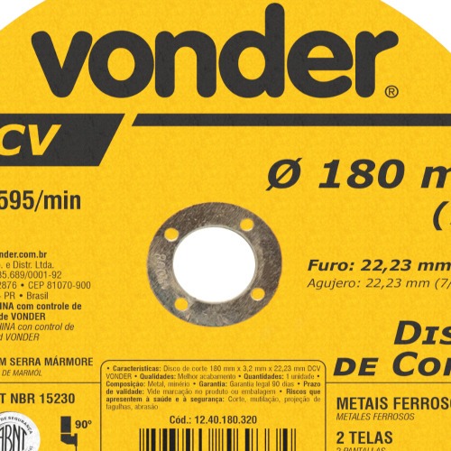 Disco de corte 180 x 3,2 x 22,23 mm - DCV 