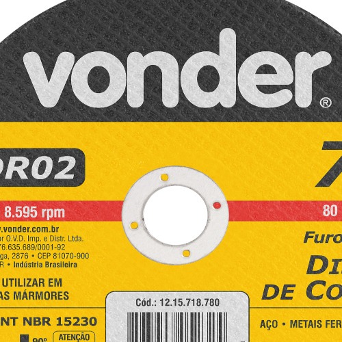 Disco de corte para metal 180  x 3,0  x 22,23 mm - VDR02