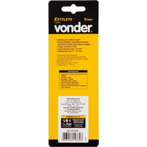 Estilete estreito 9 mm metal trava deslizante