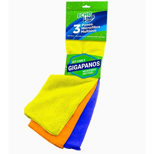 Pano multiuso em microfibra para limpeza 60 x 90 cm 3 pe�as - NVA 490