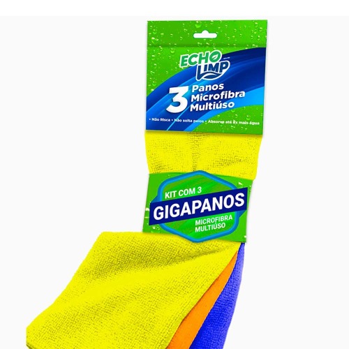 Pano multiuso em microfibra para limpeza 60 x 90 cm 3 pe�as - NVA 490
