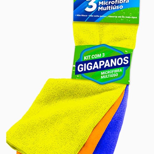 Pano multiuso em microfibra para limpeza 60 x 90 cm 3 pe�as - NVA 490