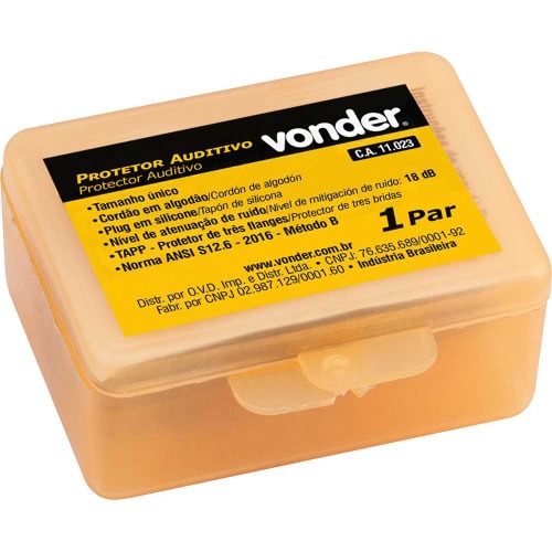 Protetor auditivo tipo plug de silicone com cord�o em algod�o