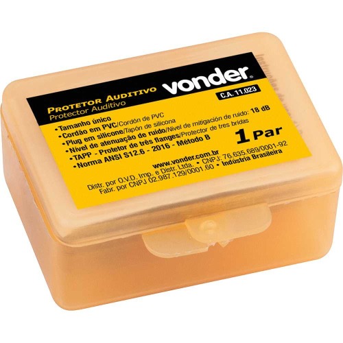 Protetor auditivo tipo plug de silicone com cord�o em PVC