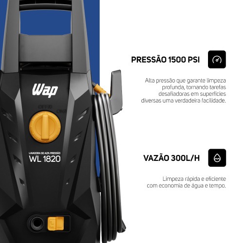 Lavadora de alta pressão Desentupidora 1500 libras - WL 1820 Black Ultra 110V Lavadora de alta pressão Desentupidora 1500 libras - WL 1820 Black Ultra 110V