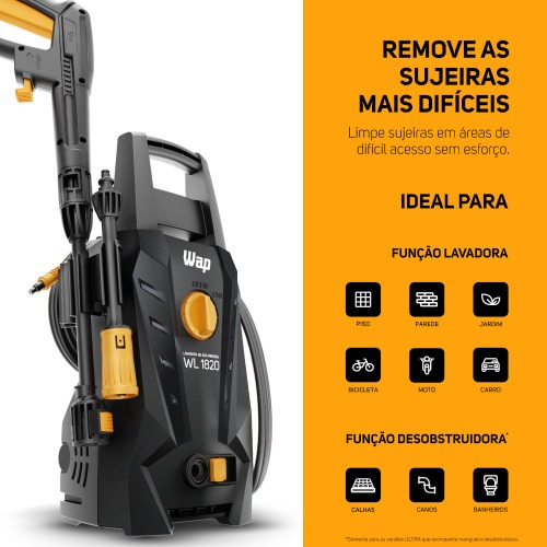 Lavadora de alta pressão Desentupidora 1500 libras - WL 1820 Black Ultra 110V Lavadora de alta pressão Desentupidora 1500 libras - WL 1820 Black Ultra 110V